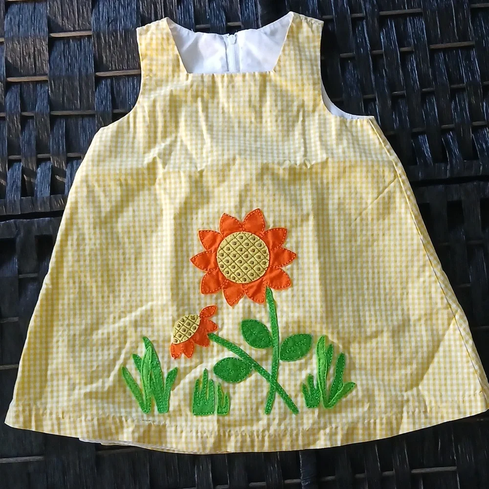 Sophie Rose Yellow Gingham Little Me Blue/White Girls Sun Dresses SZ 18 Mo